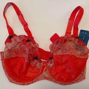 BNWT Ajour Fleur Bra Orange Nude Black 34DD